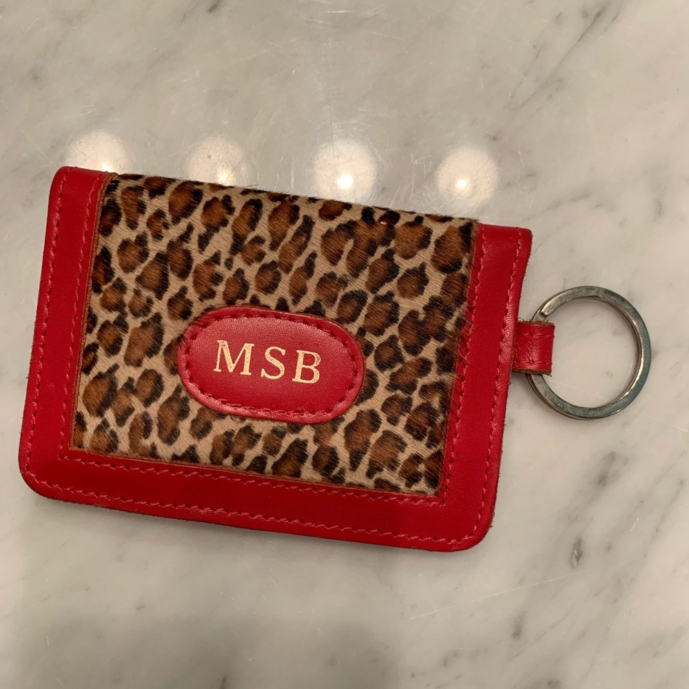 Jon Hart Mink Cheetah Print & Cherry Red ID Wallet
